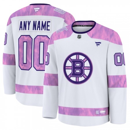 Mænd NHL Boston Bruins Trøje Tilpasset 2024-25 Fanatics Hockey Fights Cancer Practice Hvid